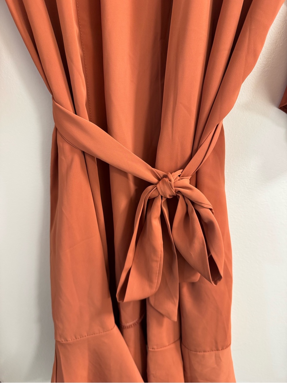 Women’s Tie-Waist Ruffled Robe - Rust - Picture 3 of 4